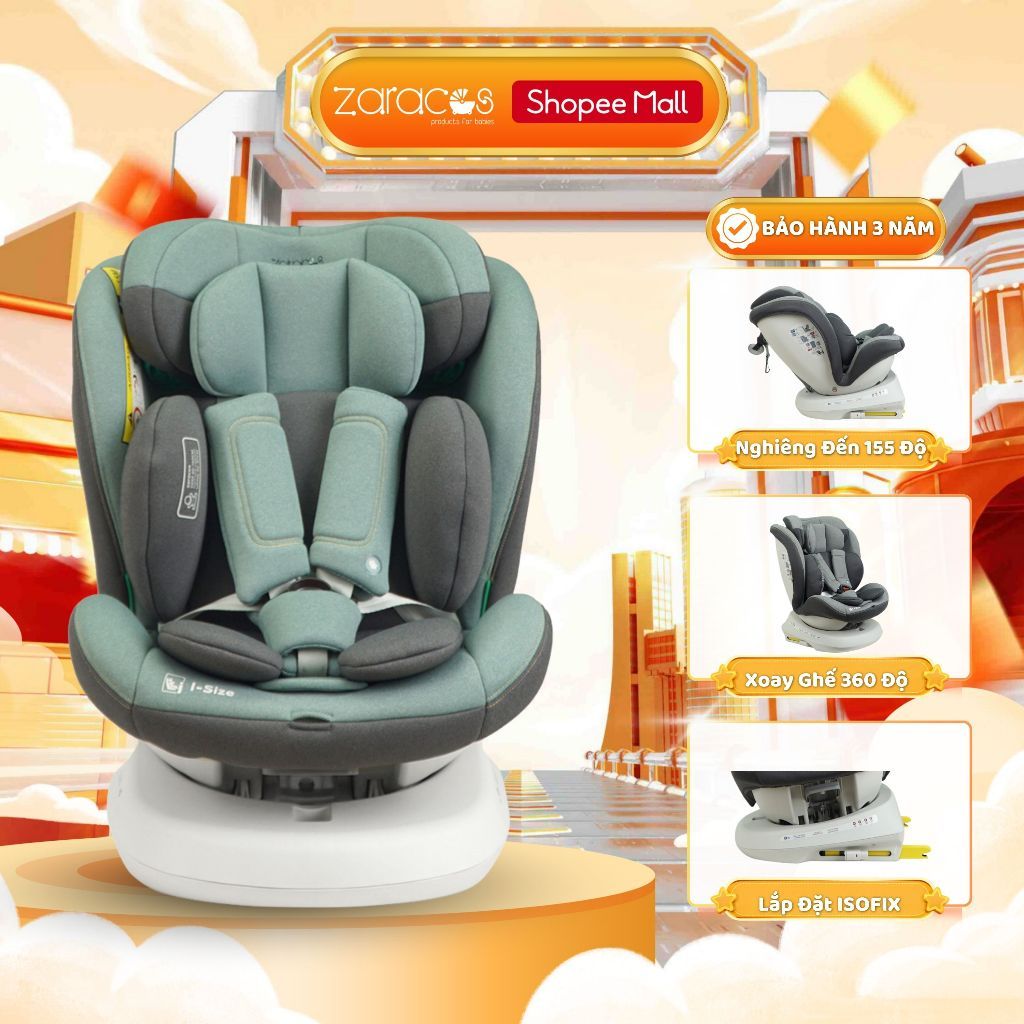 Ghế Ngồi Oto Cho Bé Zaracos Cusco 6406 Xoay 360 Đạt Chuẩn I-Size An Toàn Chất Lượng Bảo Hành 3 Năm