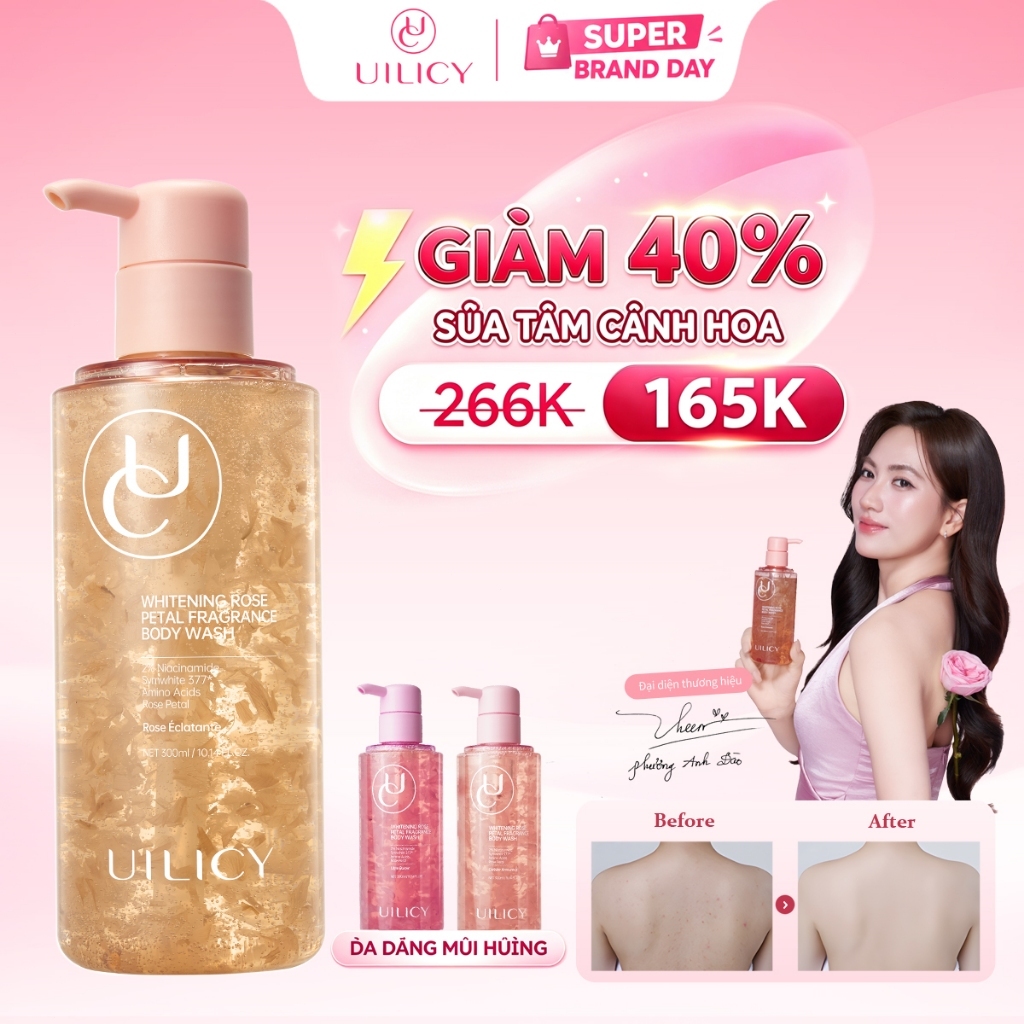 【SIÊU SALE】Sữa Tắm body 2%Niacinamide Trắng Da Thơm Cánh Hoa Symwhite377 Dịu Nhẹ Làm Sạch Da Khô Sần UILICY 300ml