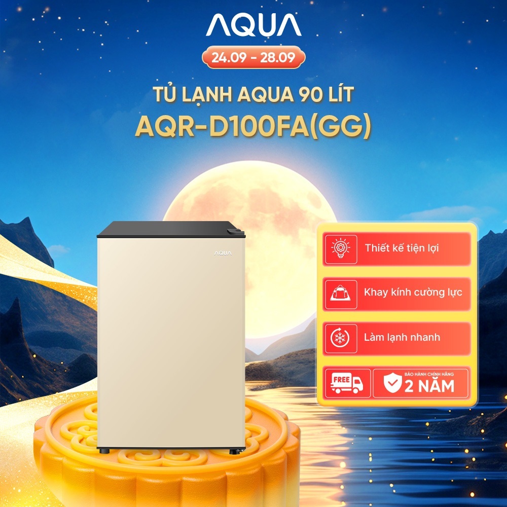 [DEAL XIN THÁNG 9] Tủ lạnh mini Aqua 90 lít AQR-D100FA(GG) - Màu be - Freeship - Có đồng kiểm