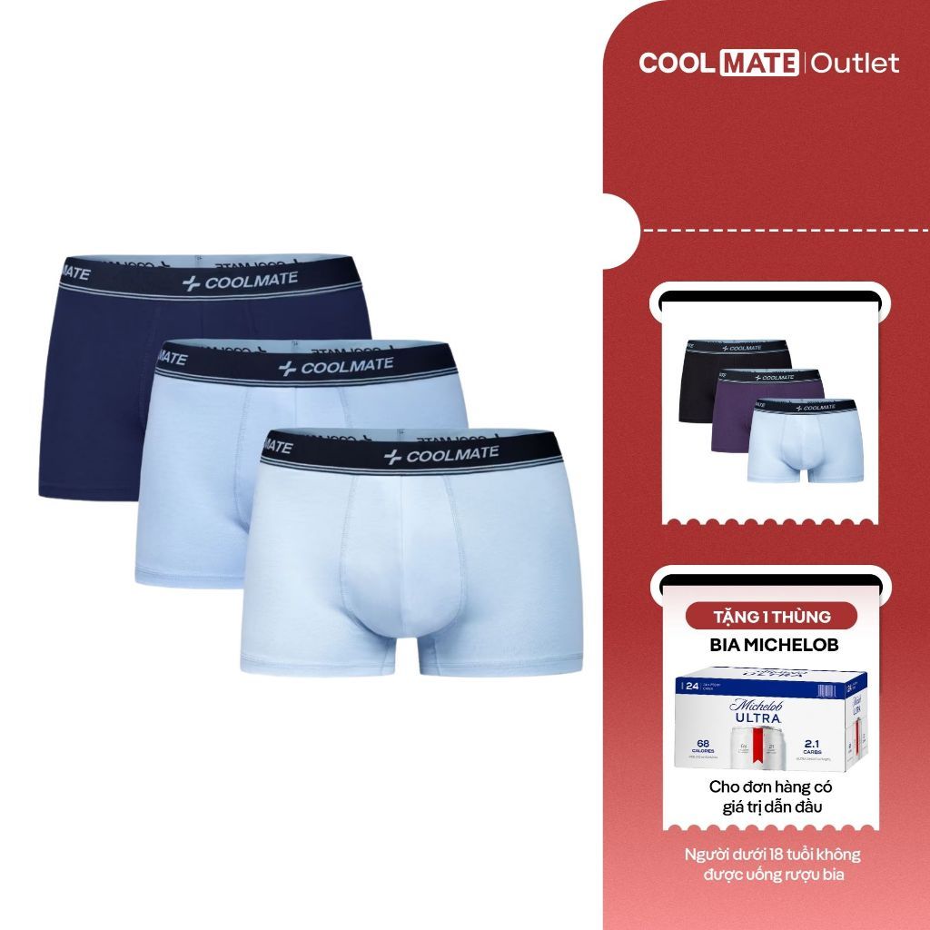 [Coolmate- Không đổi trả] Pack 3 Quần Lót Nam Cotton Compact Măc Hàng Ngày Thoáng Mát Dễ Chịu