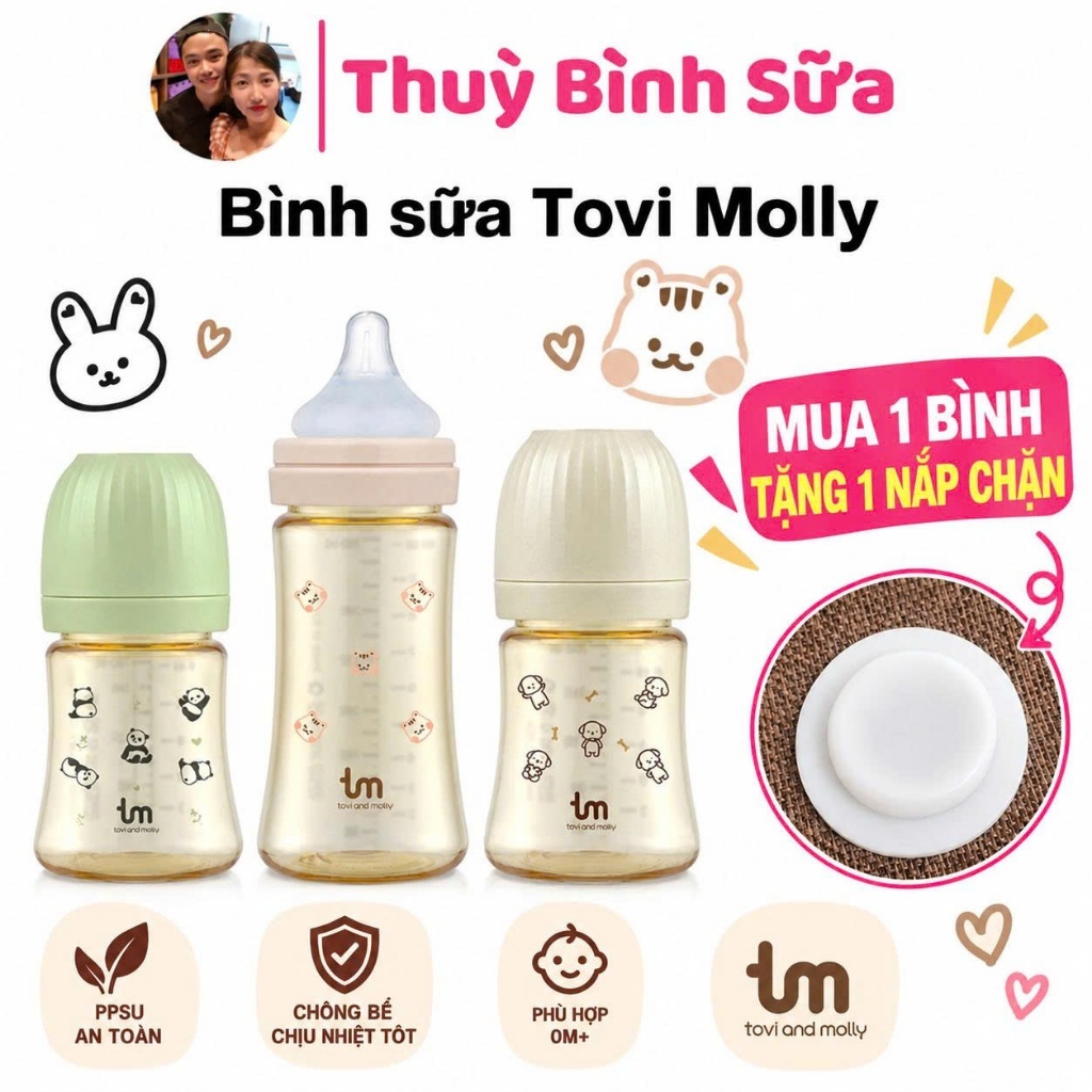 Bình sữa Tovi and Molly PPSU 180ml/280ml Hàn Quốc chính hãng
