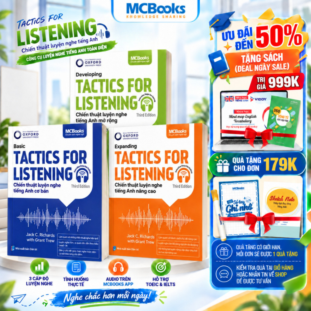 Sách - Combo Tactics For Listening – Chiến Thuật Luyện Nghe Tiếng Anh