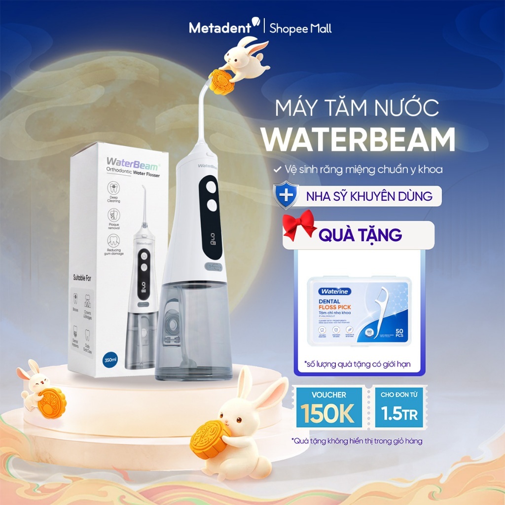 Máy tăm nước WaterBeam cho Người Niềng Răng, Chỉnh Nha được Nha sĩ khuyên dùng - Bảo Hành 12 tháng