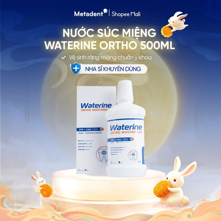 Nước Súc Miệng Waterine 500ml Cho Người Niềng Răng, Được Nha Sĩ Khuyên Dùng – Ngừa mảng bám, ngừa hôi miệng và sâu răng
