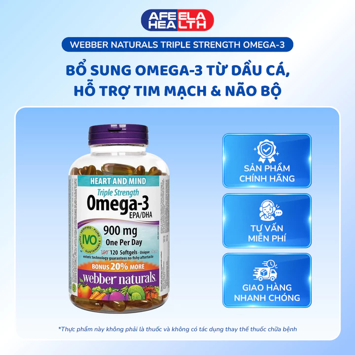 Webber Naturals Omega-3 Triple Strength 900mg – Dầu cá bổ sung Omega-3 EPA DHA