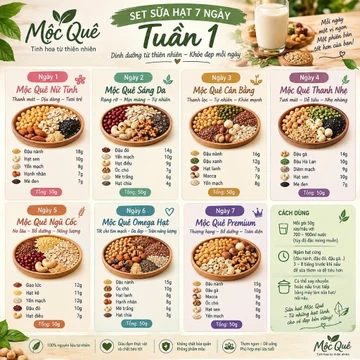 Set Hạt Làm Sữa Combo 7 Ngày Giữ Dáng Mộc Quê | Hạt Dinh Dưỡng Nguyên Chất | Sữa Hạt Healthy Eat Clean/ Ăn Kiêng