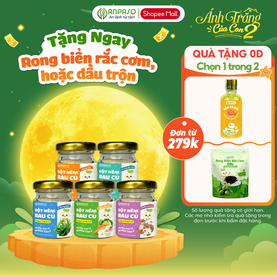 Hạt Nêm Bột Nêm Rau củ cho bé Anpaso - Gia Vị Cho bé không bổ sung muối và đường tinh luyện.