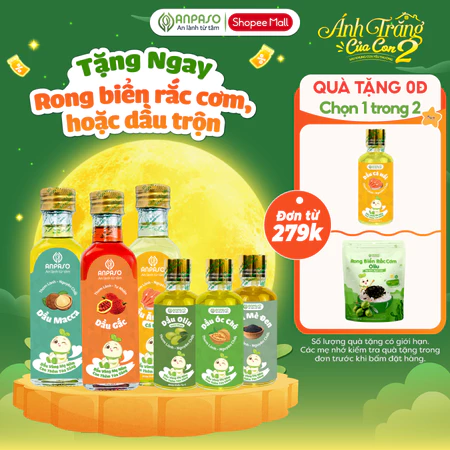 Dầu Ăn Dặm Cho Bé Anpaso - Set 3 dầu Oliu, Óc Chó, Cá Hồi 50ml, 100ml, 150ml - Dầu Chiên Xào 100ml