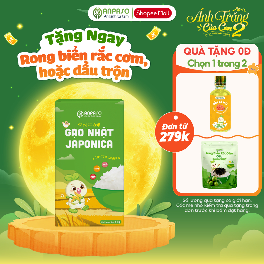 Gạo Japonica cho bé Ăn Dặm Anpaso 1kg - Giống gạo Nhật Bản chứa nhiều vitamin và khoáng chất