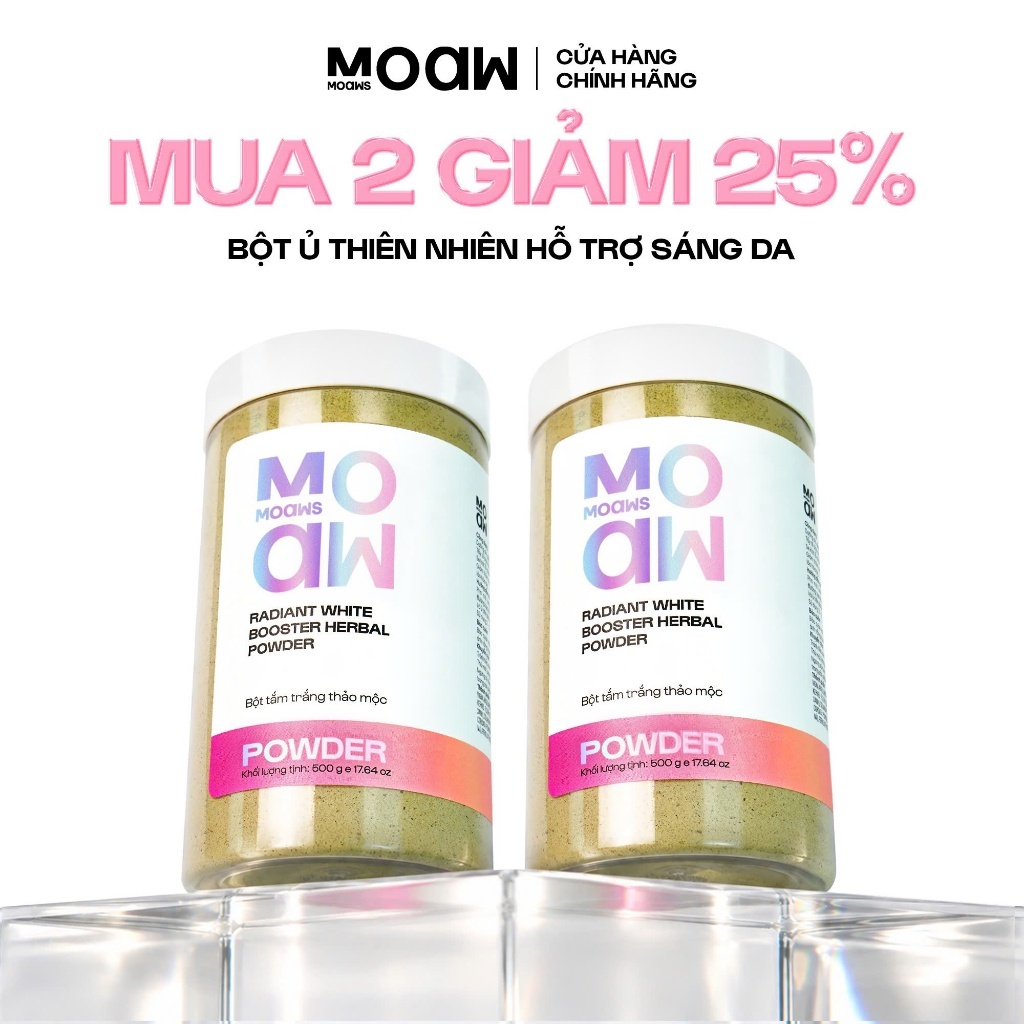 Bột Ủ Trắng Da Thảo Mộc Moaw Moaws 500g - Bột Tắm Dưỡng Trắng Da Body Với 7 Loại Thảo Mộc, Đậu Đỏ