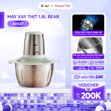 Máy Xay Thịt Cối Inox BEAR 1.8L, Máy Xay Thịt Đa Năng Cối Xay Thịt Máy Xay Đa Năng Xay Thực Phẩm Công Suất Cao CH-4H03F