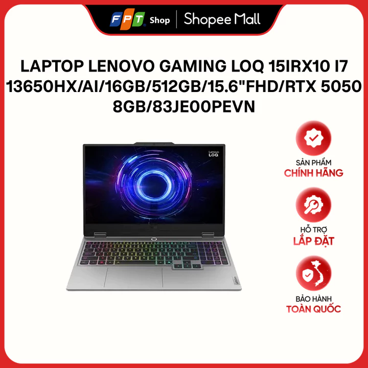 Laptop Lenovo Gaming LOQ 15IRX10 i7 13650HX/AI/16GB/512GB/15.6"FHD/RTX 5050 8GB/83JE00PEVN