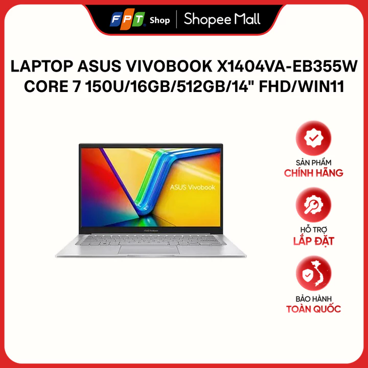 Laptop Asus Vivobook X1404VA-EB355W Core 7 150U/16GB/512GB/14" FHD/Win11