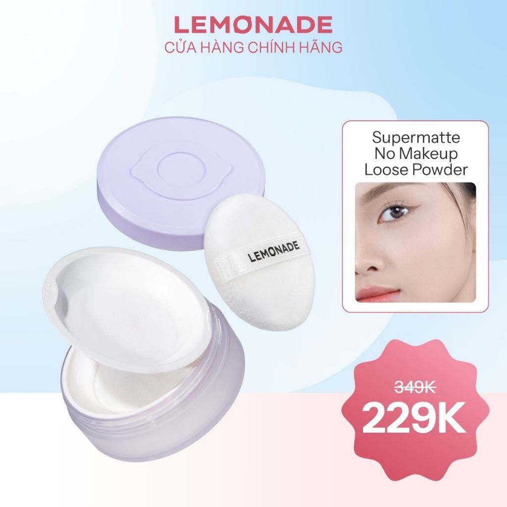 Phấn phủ mỏng nhẹ kiềm dầu thuần chay chống nắng Lemonade Supermatte NoMakeup Loose Powder 9g
