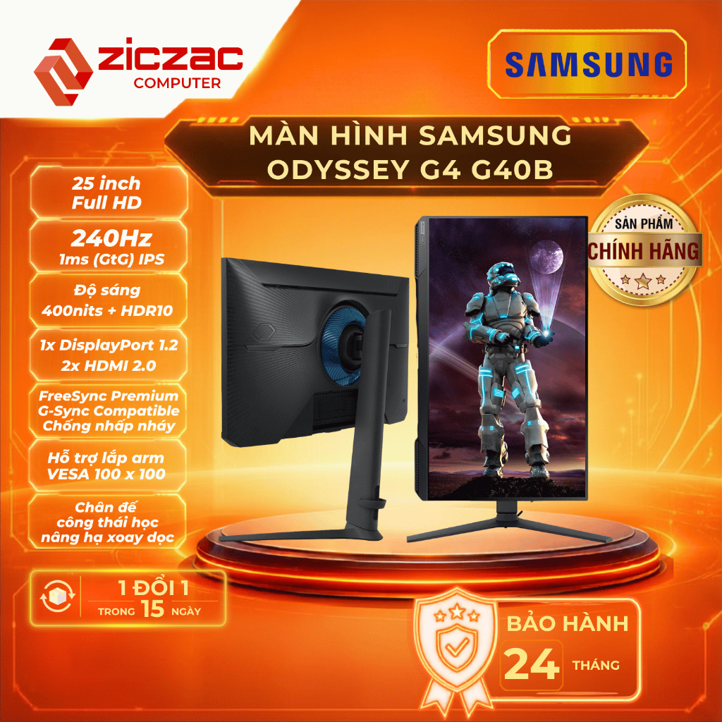 [Hỏa tốc HN] Màn hình Samsung Odyssey G4 G40B 25" / 27" 240hz 1ms IPS Full HD - Chính hãng