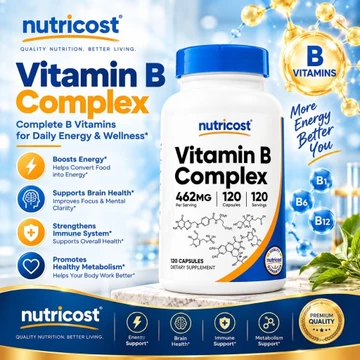 【Nhập khẩu từ Mỹ】Vitamin B tổng hợp hàm lượng cao của Mỹ Nutricost B Complex 120 viên