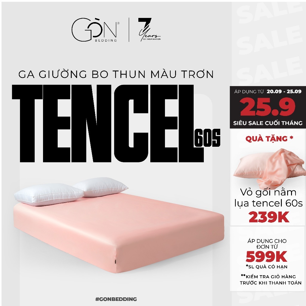 Ga Giường Bo Thun Gòn Bedding Lụa Tencel 60s Cao Cấp Màu Trơn 1m6x2m | 1m8x2m [Nệm 10 - 20cm]