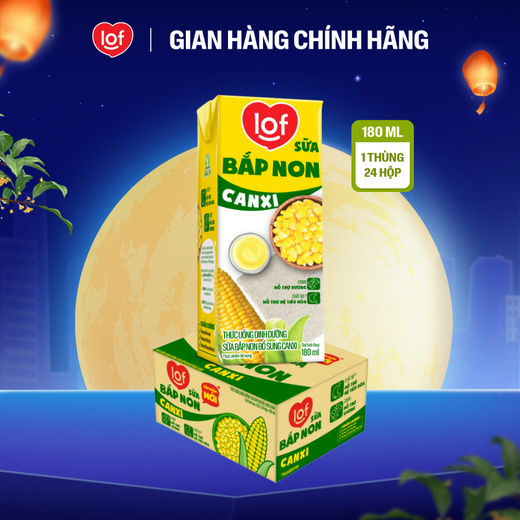 Sữa bắp non canxi LOF thùng 24 hộp x 180ml