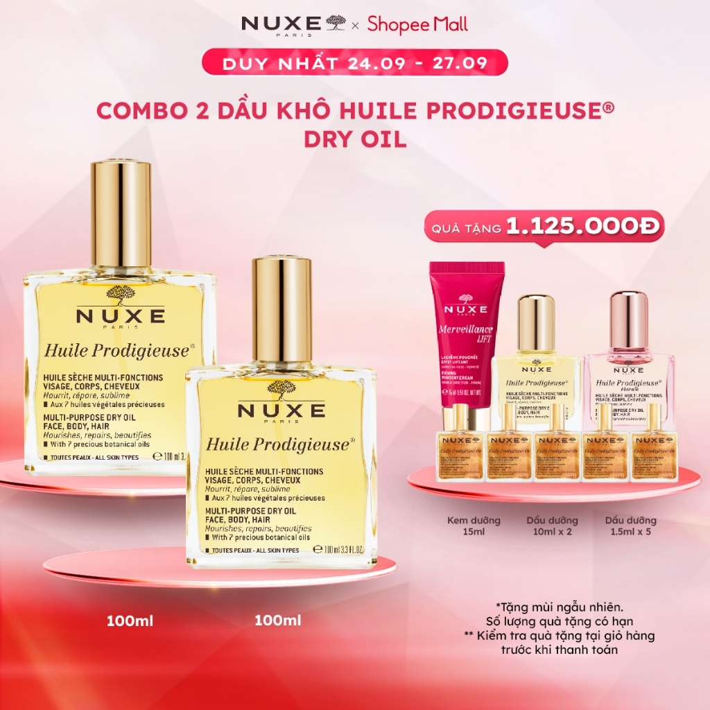 Combo 2 Dầu dưỡng khô đa năng Nuxe Huile Prodigieuse® 100ml