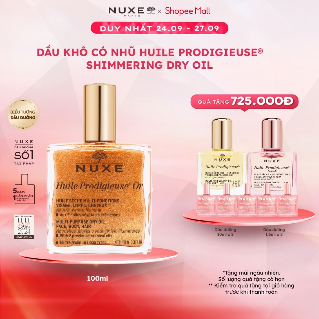 Dầu dưỡng khô đa năng có nhũ Nuxe Huile Prodigieuse Shimmering Dry Oil 100ml