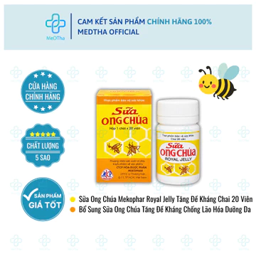 Sữa Ong Chúa Mekophar Royal Jelly - Bổ Sung Sữa Ong Chúa Tăng Đề Kháng Chống Lão Hóa Dưỡng Sáng Da (Lọ 20 VIên)