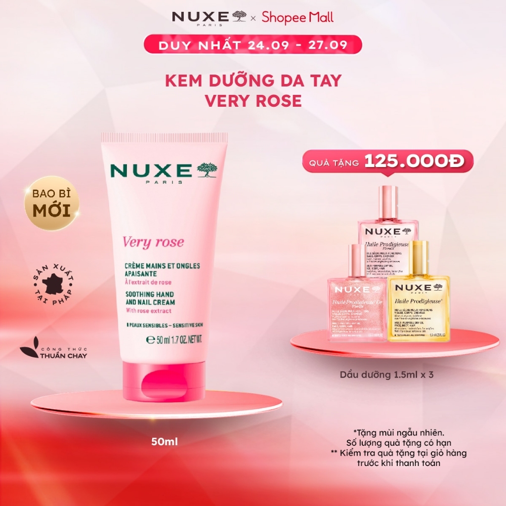 Kem Dưỡng Da Tay Và Móng Nuxe Very Rose Hand And Nail Cream 50ml