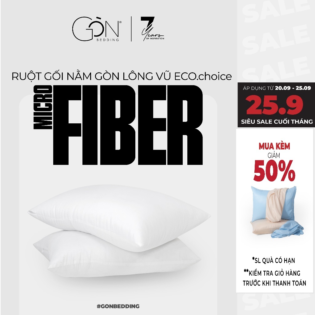 Ruột Gối Nằm Gòn Bedding 50x70 cm (01 cái) - Gòn Lông Vũ / Gòn Bi