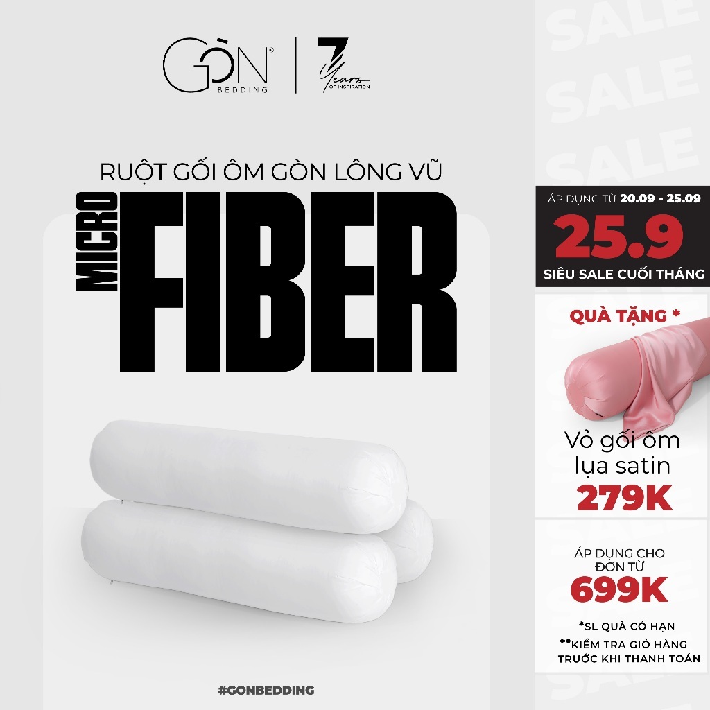 Ruột Gối Ôm Gòn Bedding Gòn Lông Vũ | Gòn Bi 35x100 cm - 1 Cái