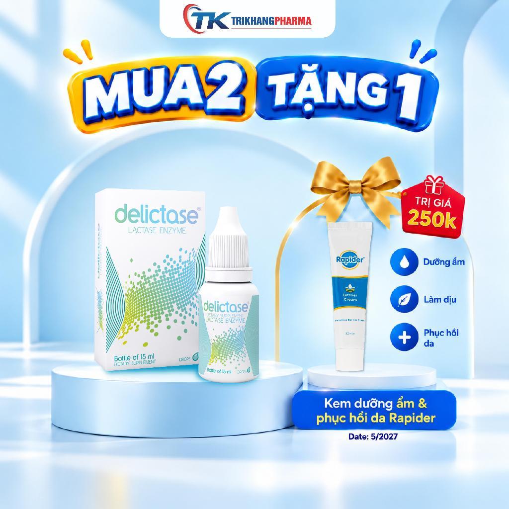 Men Tiêu Hóa Delictase  – Hỗ Trợ Tiêu Hóa Sữa, Giảm Đầy Hơi, Không Dung Nạp Lactose – Hộp 30 Viên