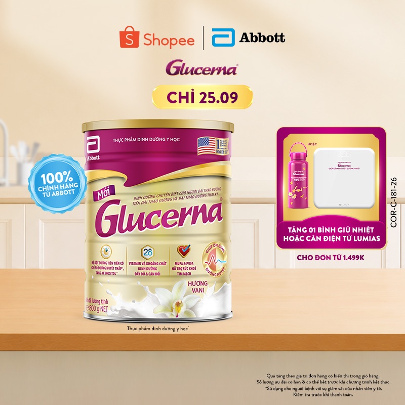 Sữa bột Glucerna Hương Vani 800g dành cho người bị tiểu đường
