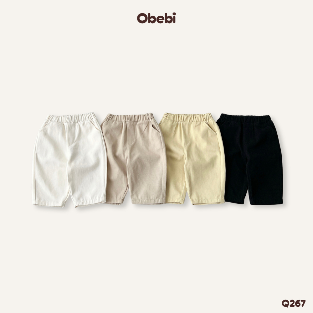 Quần Kaki Basic Quần Dài Đi Học Đi Chơi Xinh Xắn Obebi Cho Bé Trai Bé Gái Từ 6 - 22kg Q267