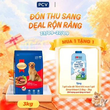 Hạt Thức Ăn Cho Chó SmartHeart Dành Cho Chó Con, Chó Giống nhỏ Và Trưởng Thành Túi 2.7kg-3kg Đủ Vị