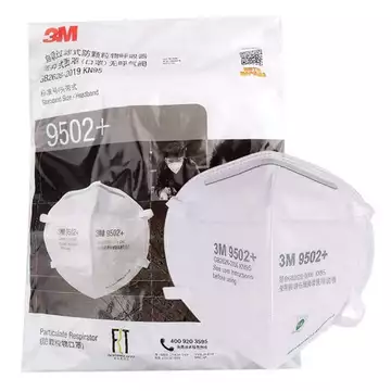 Gói 50 khẩu trang 3M 9502+ KN95 N95 nguyên seal chống giả đeo đầu, chun vải nâng cấp từ 3M 9002 N90 9502 N95