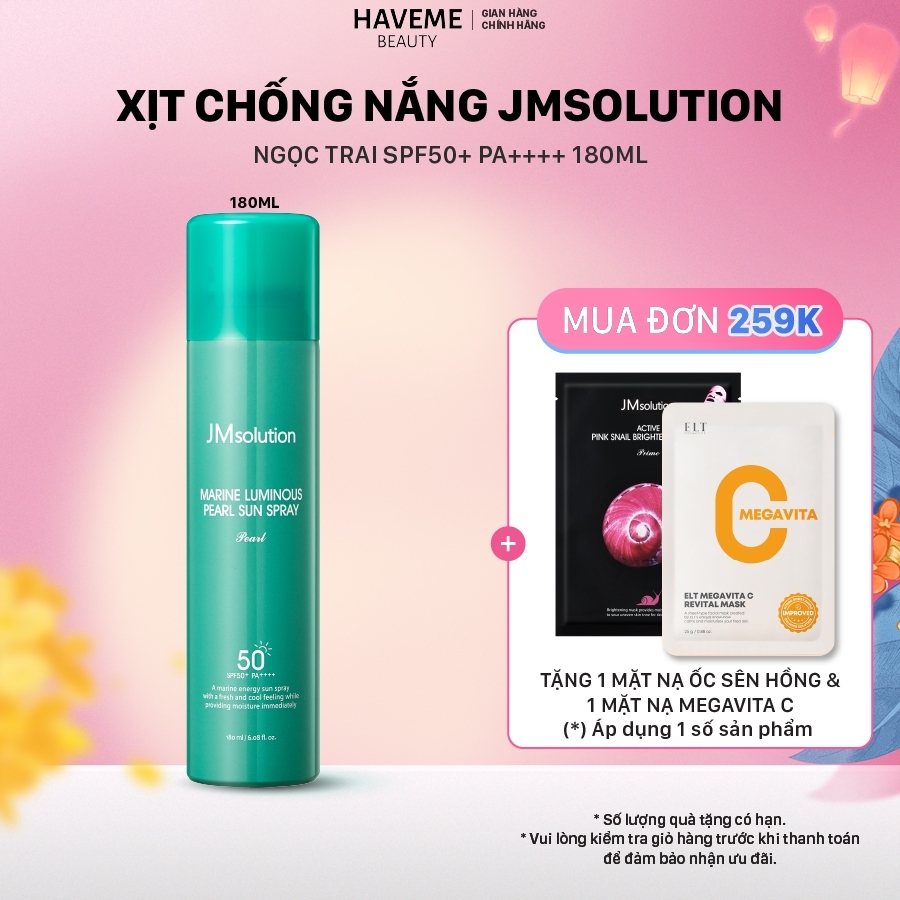 Xịt Chống Nắng JMsolution SPF50+, PA++++ 180ml Dưỡng Ẩm, Mỏng Nhẹ, Thẩm Thấu Nhanh, Không Gây Bí Da, Dùng Cho Mặt & Body