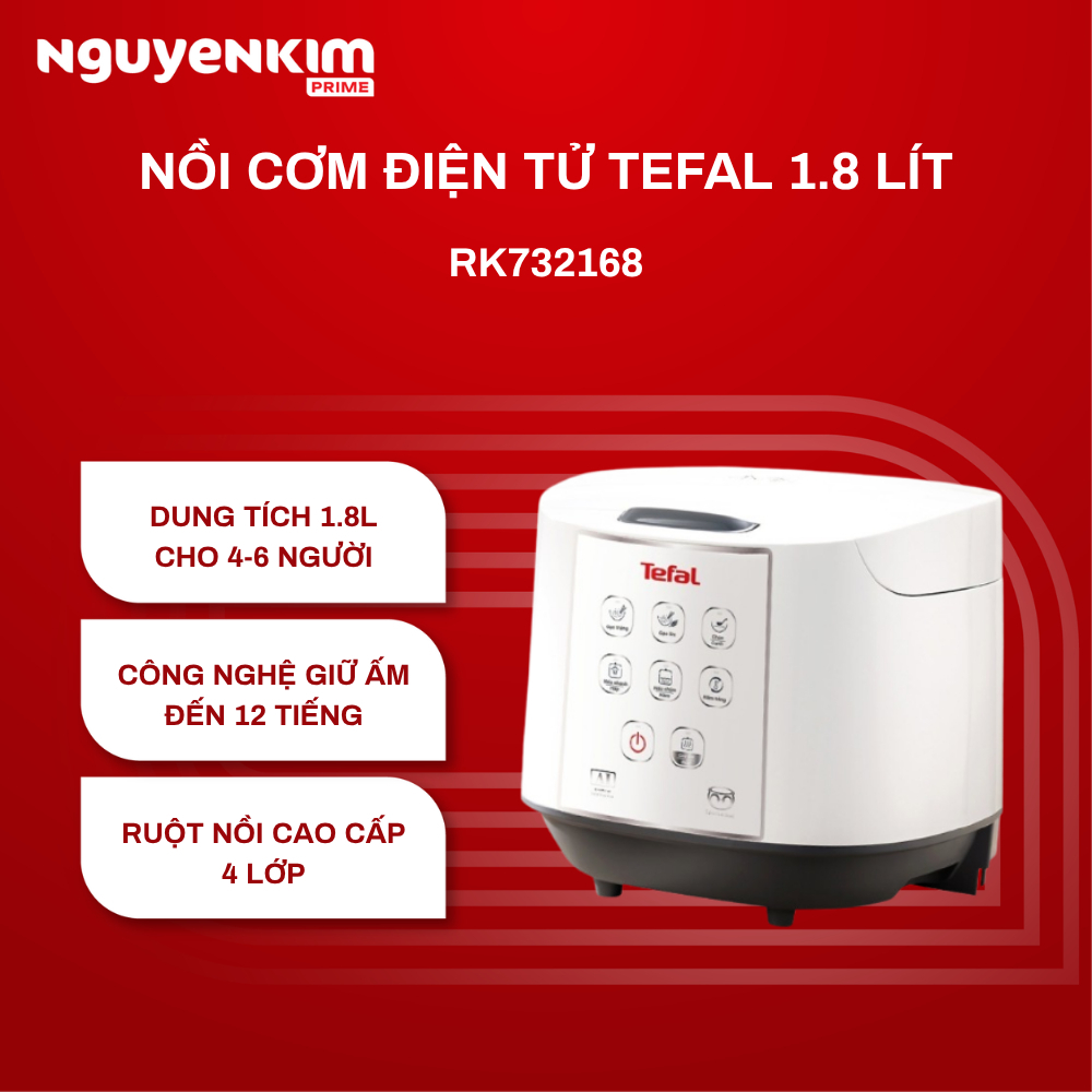 Nồi cơm điện tử Tefal 1.8 lít RK732168 - Công suất 750W