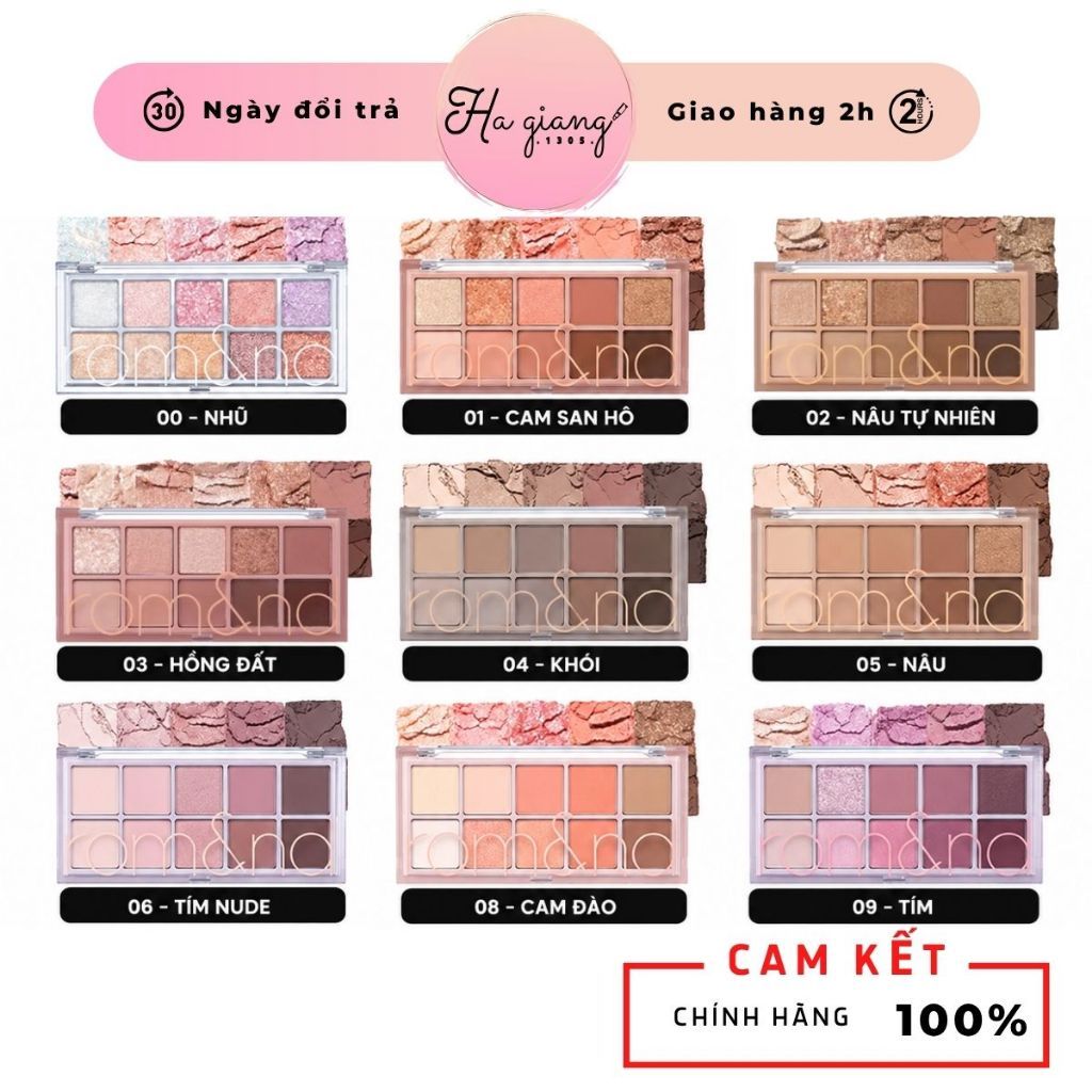 Bảng Phấn Mắt Romand 10 Ô Lấp Lánh Better Than Eye Palette, Bảng Phấn Mắt 10 Màu Romand Better Than Eye Palette