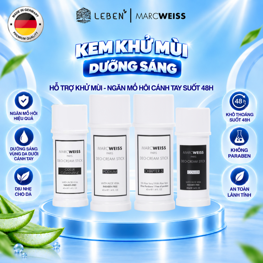 Kem Khử Mùi Ngăn Mồ Hôi Deo MarcWeiss Paris Từ Đức Hỗ Trợ Sáng Da Và Tích Hợp Hương Nước Hoa Lọ 40ml