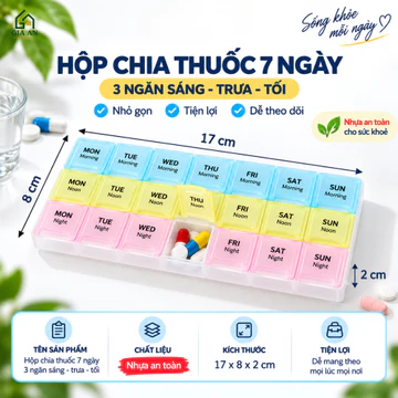 Hộp Chia Thuốc 7 Ngày Gia An Nhiều Ngăn Sang Trưa Chiều Tối, Hộp Đựng Thuốc Uống Hàng Ngày Tiện Lợi