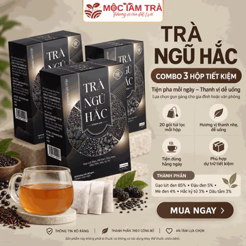 Combo 3 Hộp Trà Ngũ Hắc Túi Lọc 100g/Hộp – Gạo Lứt Đen 85%, Đậu Đen, Mè Đen, Hắc Kỷ Tử, Dâu Tằm