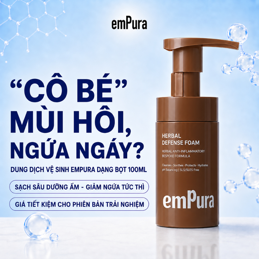 Dung Dịch Vệ Sinh Thảo Dược EmPura 100ml Dạng Bọt Hỗ Trợ Ngừa Viêm, Khử Mùi Hôi, Giảm Ngứa Tức Thì