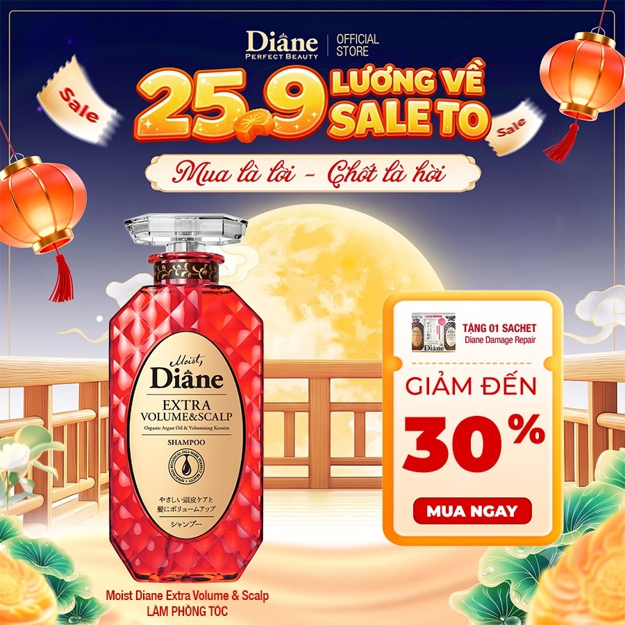 Dầu gội làm phồng tóc mỏng thưa tóc xẹp dưỡng tóc bóng mượt Moist Diane Extra Volume & Scalp 450ml
