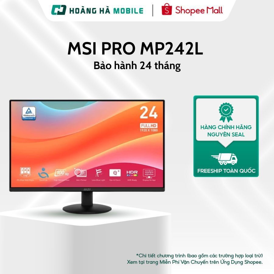 (Hỏa tốc) Màn hình MSI PRO MP242L (23.8 inch/FHD/IPS/100Hz/1ms) - Chính hãng