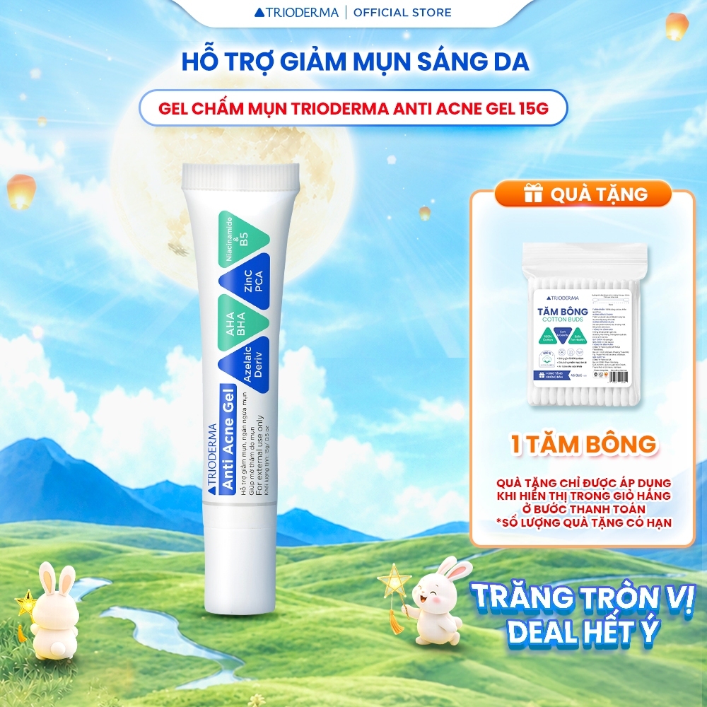 Gel Chấm Mụn Trioderma Hỗ Trợ Giảm Mụn, Gom Cồi Và Hỗ Trợ Giảm Thâm Do Mụn Anti Acne Gel 15g