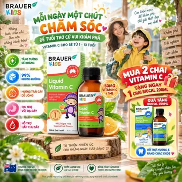 [MUA 2 TẶNG 1] Siro Bổ Sung Vitamin C Cho Bé Brauer Kids Liquid Vitamin C 100ml - Tăng Cường Đề Kháng, Giảm Ốm Vặt
