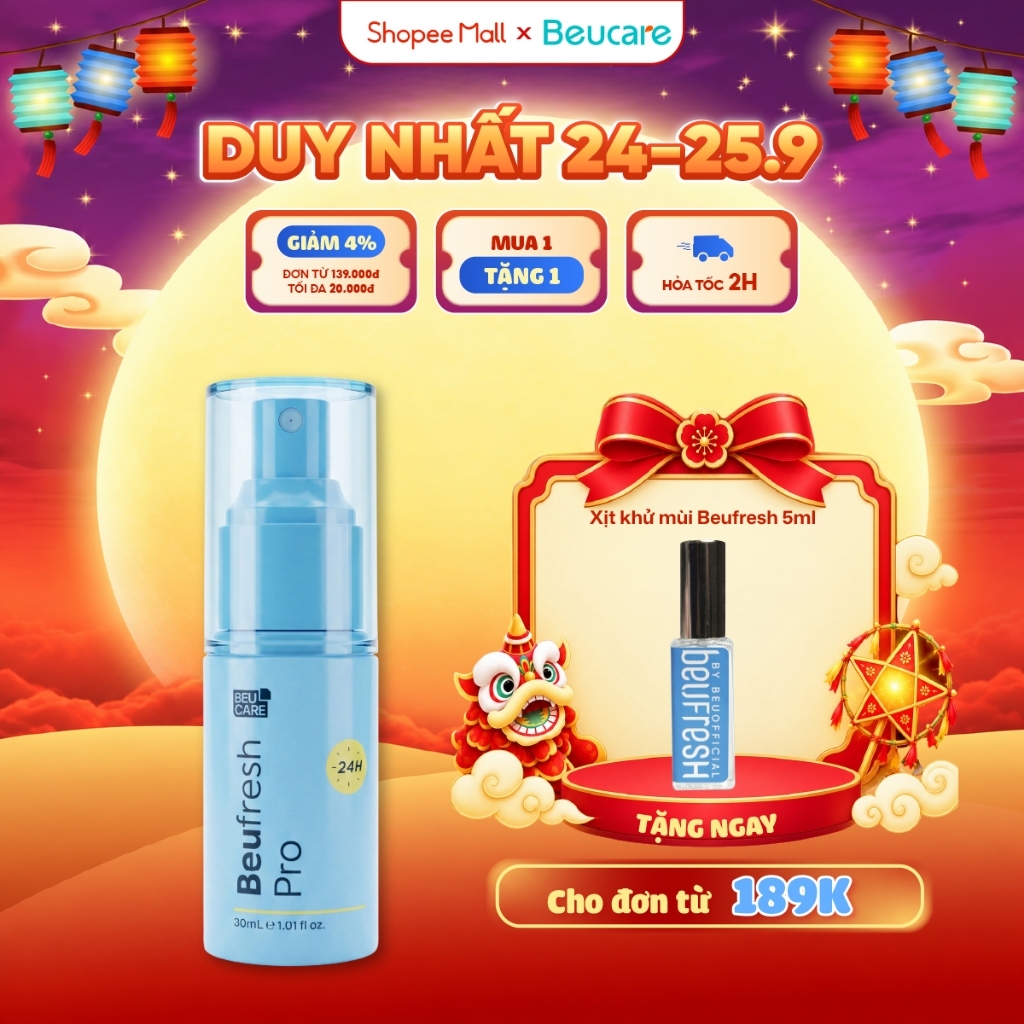 Xịt khử mùi toàn thân, lăn khử mùi BEUFRESH ngăn tiết mồ hôi, hạn chế mùi cơ thể 30ml