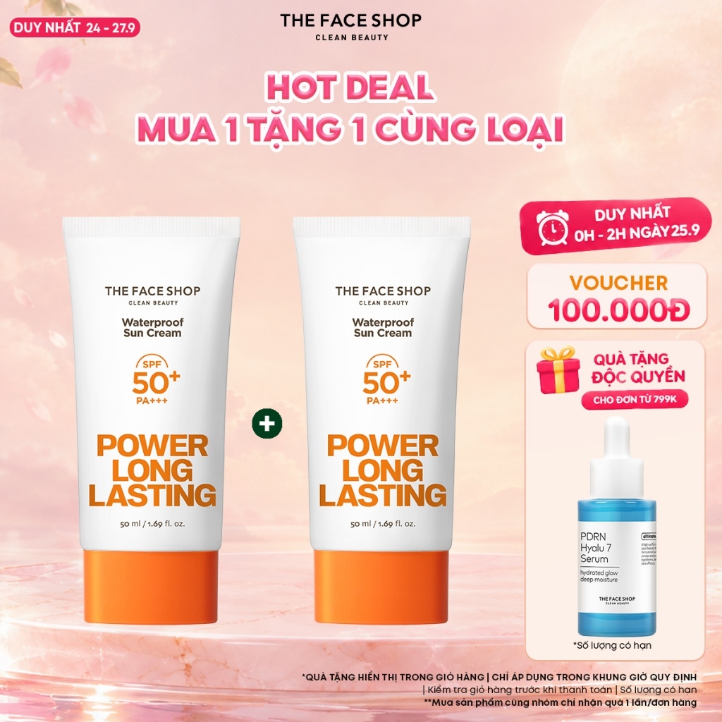 [SALE]Combo Kem chống nắng lâu trôi The Face Shop Natural SPF50+ (50mlx20mlx20ml)