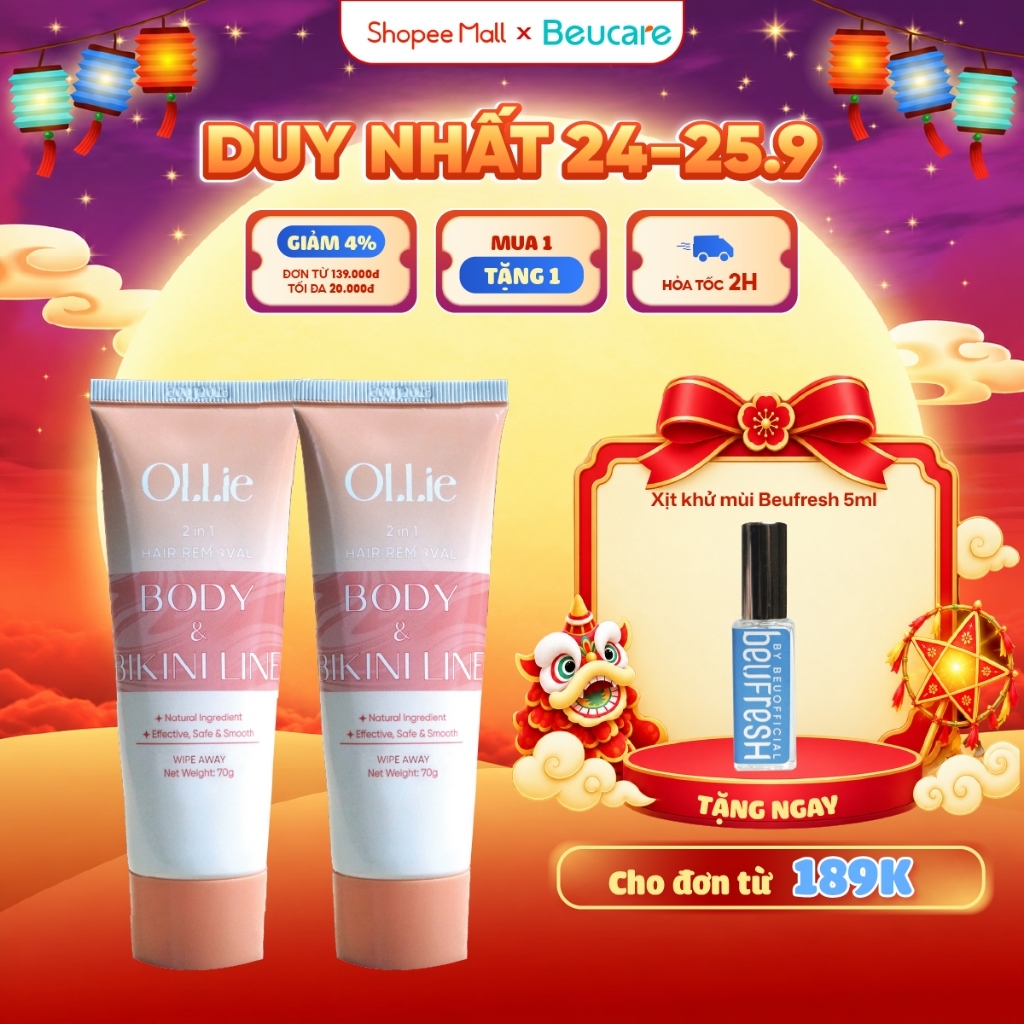 Combo Kem tẩy lông OLLIE , tẩy lông vùng kín, nách, tay, chân 70g