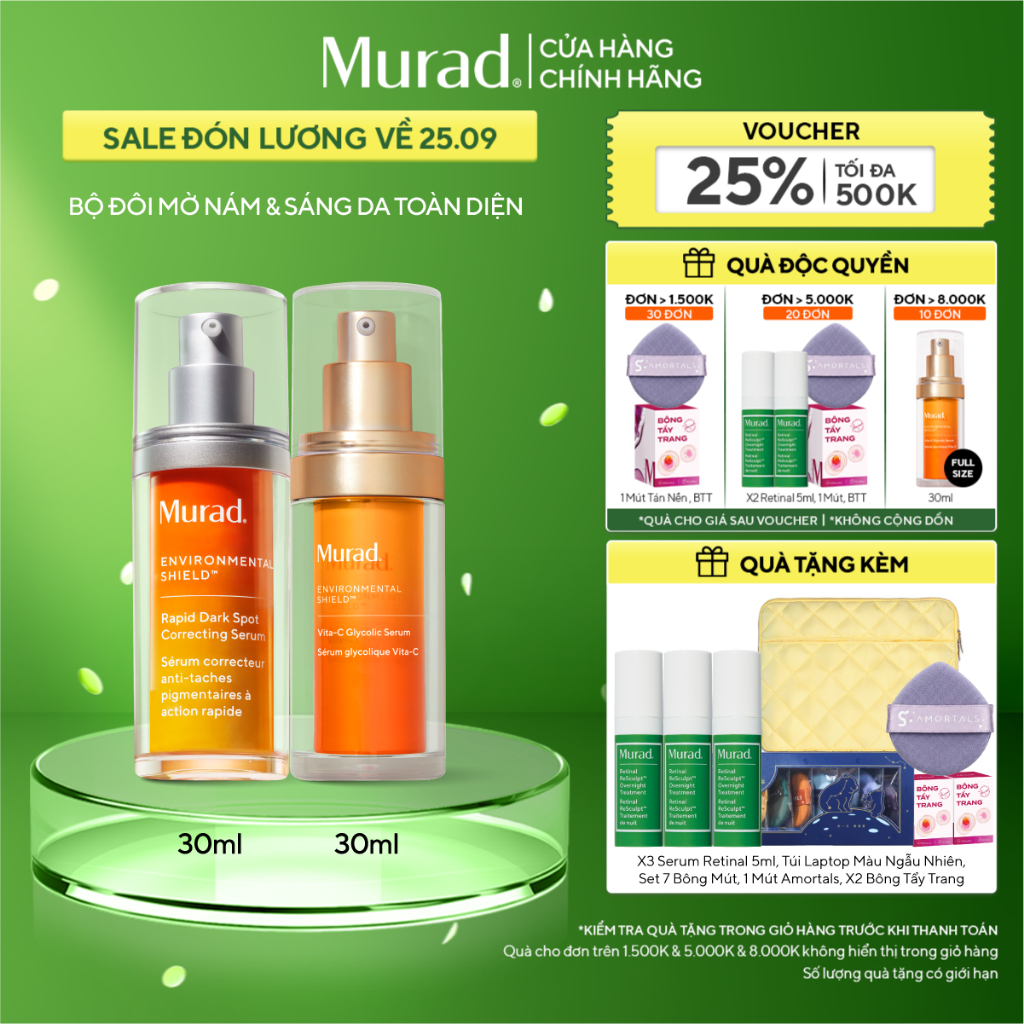 Bộ đôi cải thiện thâm nám Rapid Dark Spot Serum 30ml & làm sáng đều màu da Vita-C Glycolic Serum 30ml