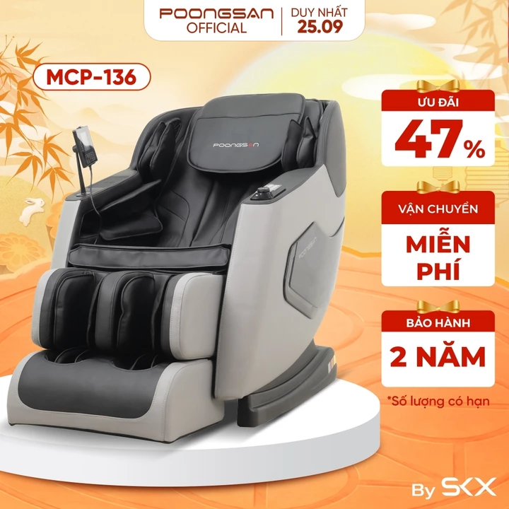 [TOP BÁN CHẠY] Ghế Massage POONGSAN MCP-136 Điều Khiển Giọng Nói 20 Chương Trình + 6 Kỹ Thuật