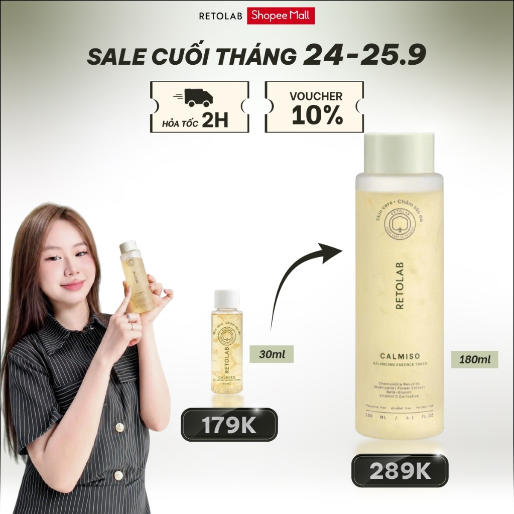 Toner Cấp Ẩm Retolab Calmiso – Essence Toner Làm Dịu Da, Cân Bằng pH, Không Cồn